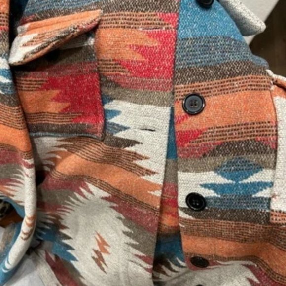 Boho Geometric Print Flap Pocket Jacket - Picture 7 of 8